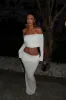 Ivory Knit Off Shoulder Boucle Top & Maxi Skirt Co-Ord sold by Nothingbutstyle