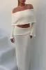 Ivory Knit Off Shoulder Boucle Top & Maxi Skirt Co-Ord sold by Nothingbutstyle