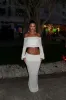 Ivory Knit Off Shoulder Boucle Top & Maxi Skirt Co-Ord sold by Nothingbutstyle