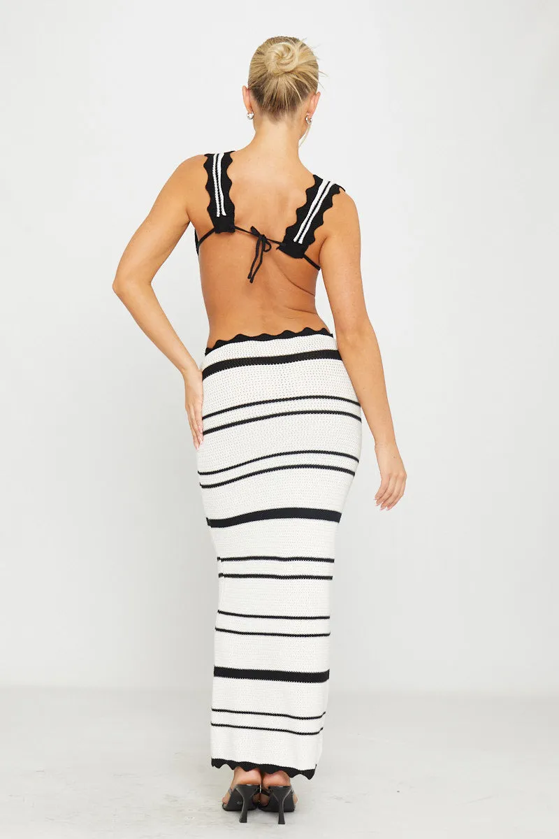 Black White Contrast Crochet Bralette & Maxi Skirt Co-Ord sold by Nothingbutstyle product image thumbnail 4