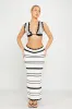 Black White Contrast Crochet Bralette & Maxi Skirt Co-Ord sold by Nothingbutstyle