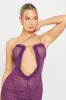 Purple Mesh Cut Out Frill Ruched Maxi Dress sold by Nothingbutstyle