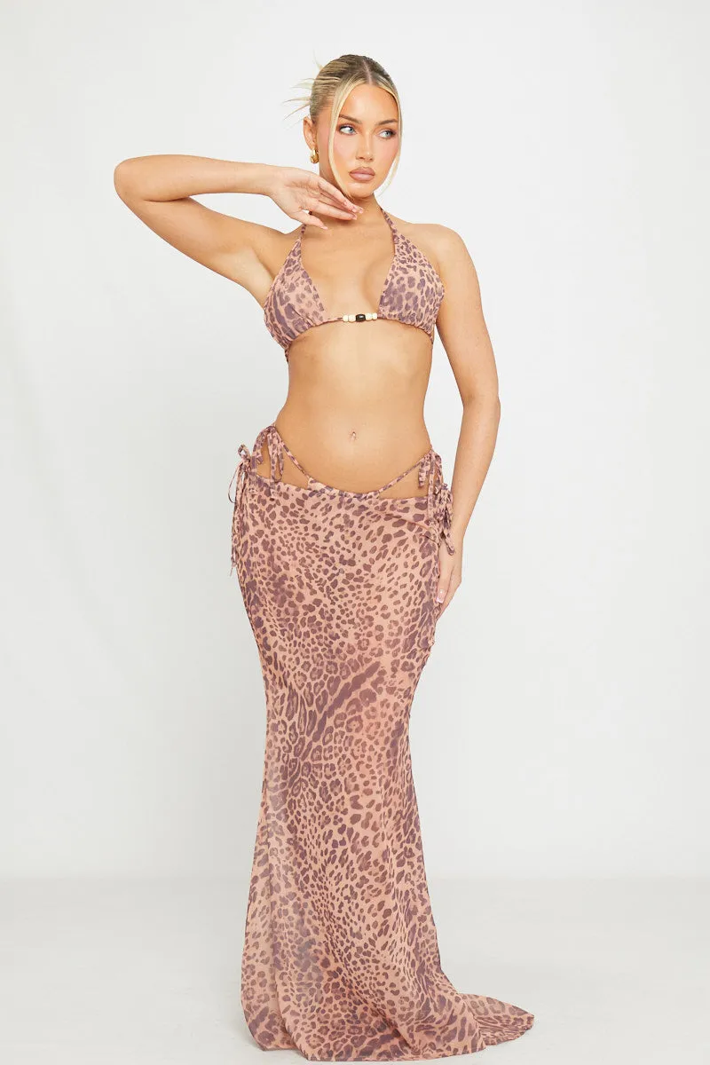 Leopard Print Triangle Bikini & Long Maxi Skirt sold by Nothingbutstyle