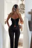 Black Lace Corset Tie Front Halter Neck Jumpsuit sold by Nothingbutstyle