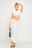 White High Neck Semi Sheer Knit Ruched Crop Top sold by Nothingbutstyle