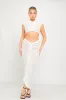 White High Neck Semi Sheer Knit Ruched Crop Top sold by Nothingbutstyle