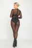Black Sheer Mesh Seam Detail Long Sleeve Jumpsuit sold by Nothingbutstyle