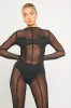 Black Sheer Mesh Seam Detail Long Sleeve Jumpsuit sold by Nothingbutstyle