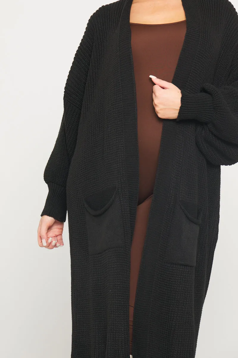 Black Knitted Balloon Sleeve Long Cardigan sold by Nothingbutstyle product image thumbnail 3