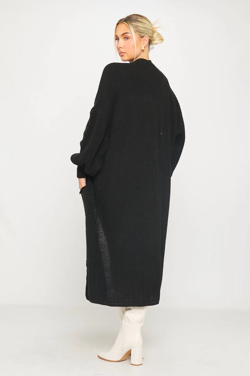 Black Knitted Balloon Sleeve Long Cardigan sold by Nothingbutstyle product image thumbnail 4