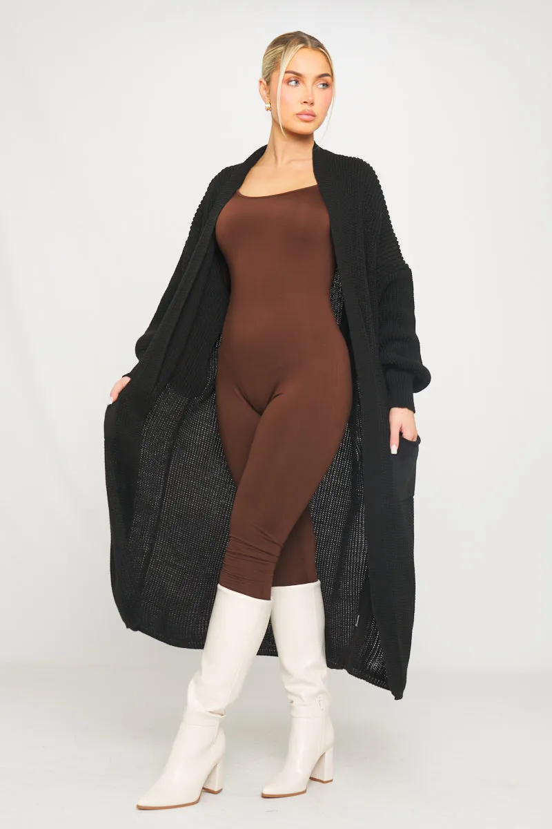 Black Knitted Balloon Sleeve Long Cardigan sold by Nothingbutstyle product image thumbnail 2