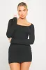 Black Round Neck Long Sleeve Bodycon Mini Dress sold by Nothingbutstyle