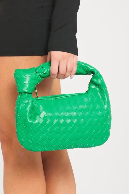 Green Faux Leather Woven Knot Top Handle Mini Bag sold by Nothingbutstyle