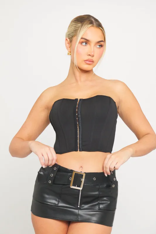 Black Boned Detail Bustier Corset Crop Top sold by Nothingbutstyle