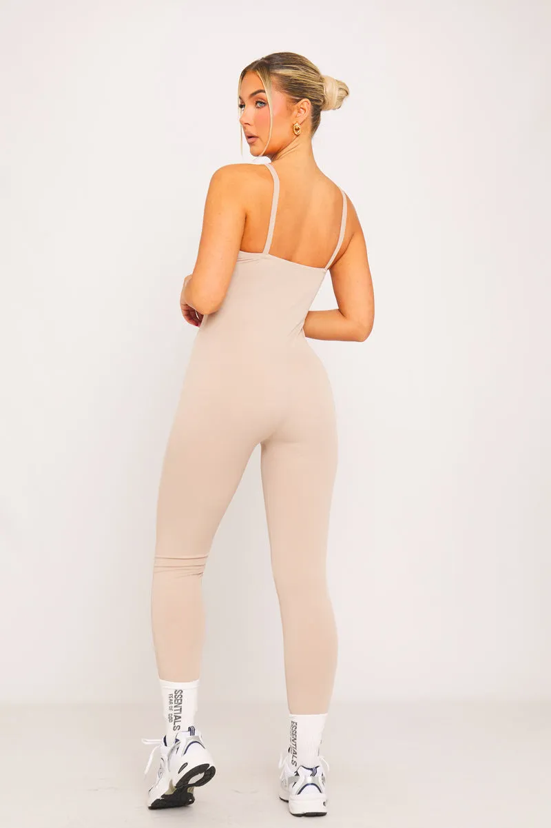 Stone Ribbed Seamless Strappy Jumpsuit sold by Nothingbutstyle product image thumbnail 4