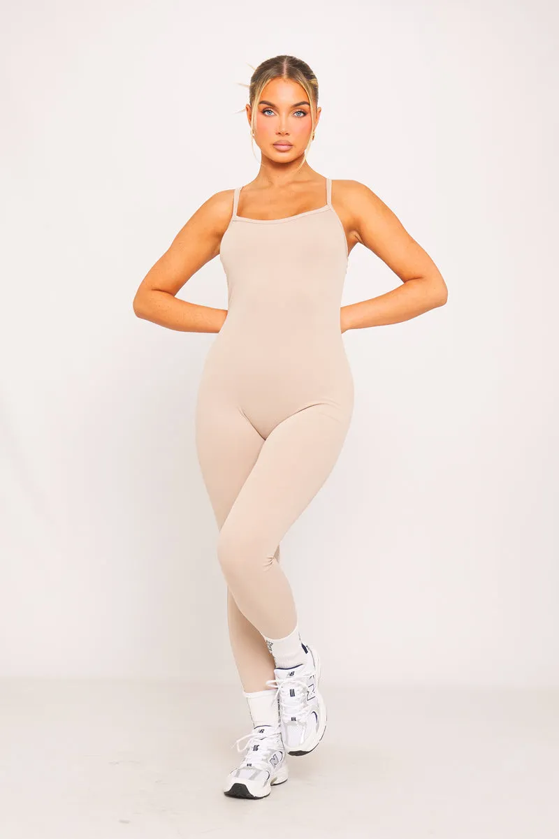 Stone Ribbed Seamless Strappy Jumpsuit sold by Nothingbutstyle