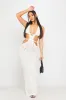 Cream Crochet Knit Halterneck Cut Out Backless Maxi Dress sold by Nothingbutstyle