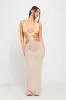 Sand Crochet Knit Halterneck Cut Out Backless Maxi Dress sold by Nothingbutstyle