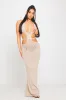 Sand Crochet Knit Halterneck Cut Out Backless Maxi Dress sold by Nothingbutstyle