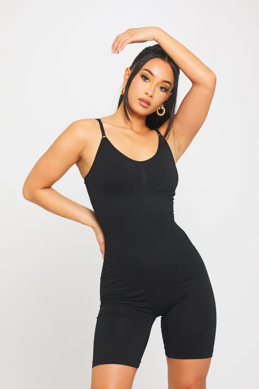 Black Sculpting Seamless Adjustable Playsuit sold by Nothingbutstyle
