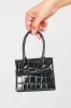 Black Faux Croc Leather Top Handle Mini Bag sold by Nothingbutstyle
