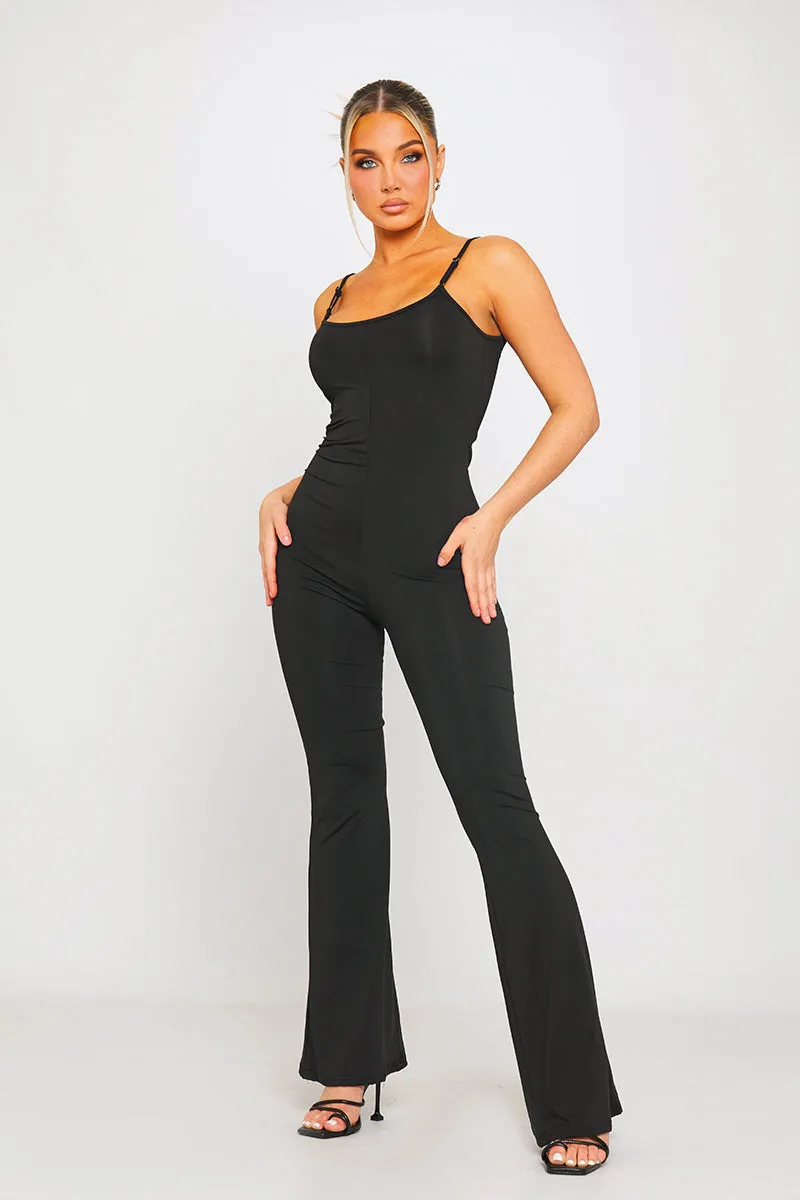Black Strappy Sleeveless Flared Leg Jumpsuit sold by Nothingbutstyle product image thumbnail 3