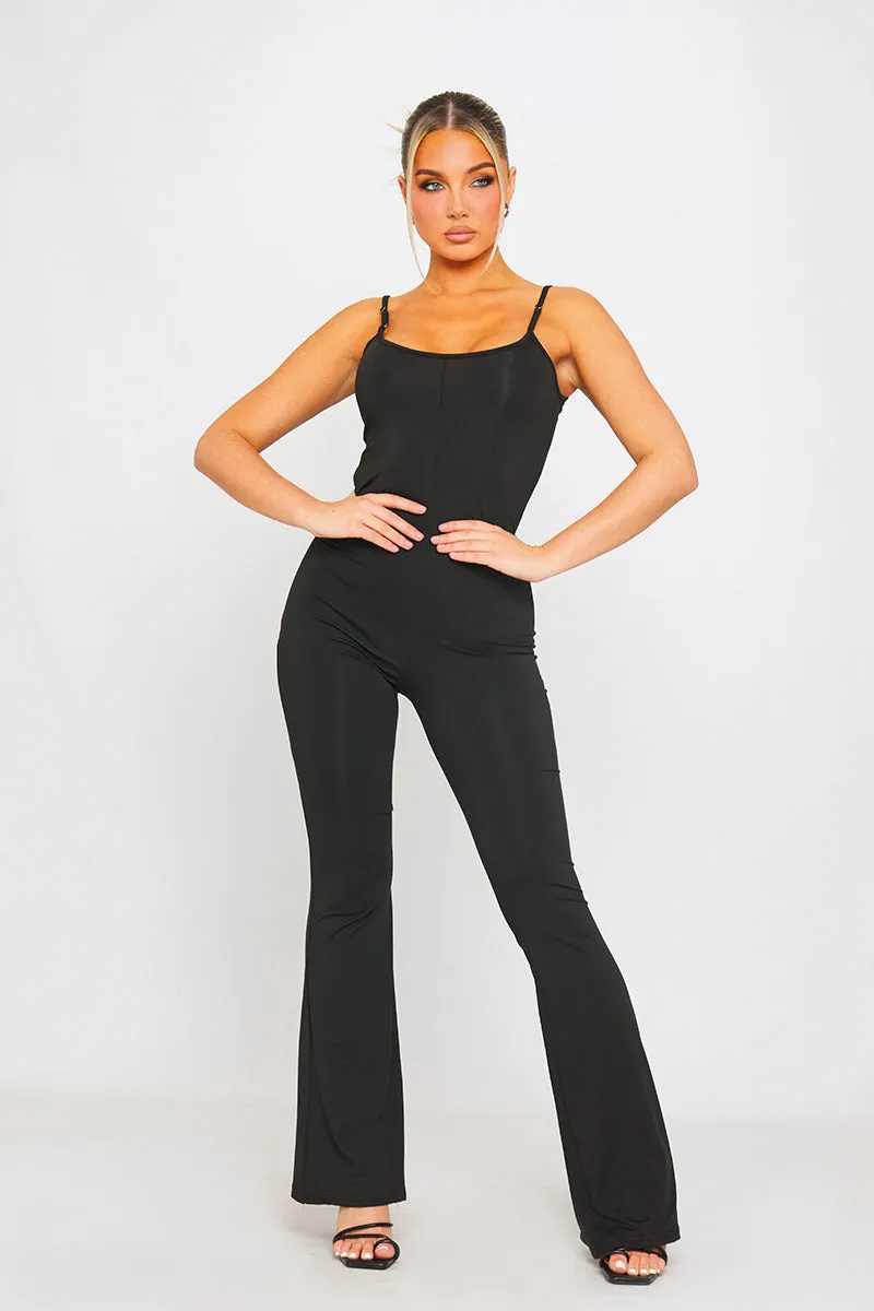 Black Strappy Sleeveless Flared Leg Jumpsuit sold by Nothingbutstyle product image thumbnail 2
