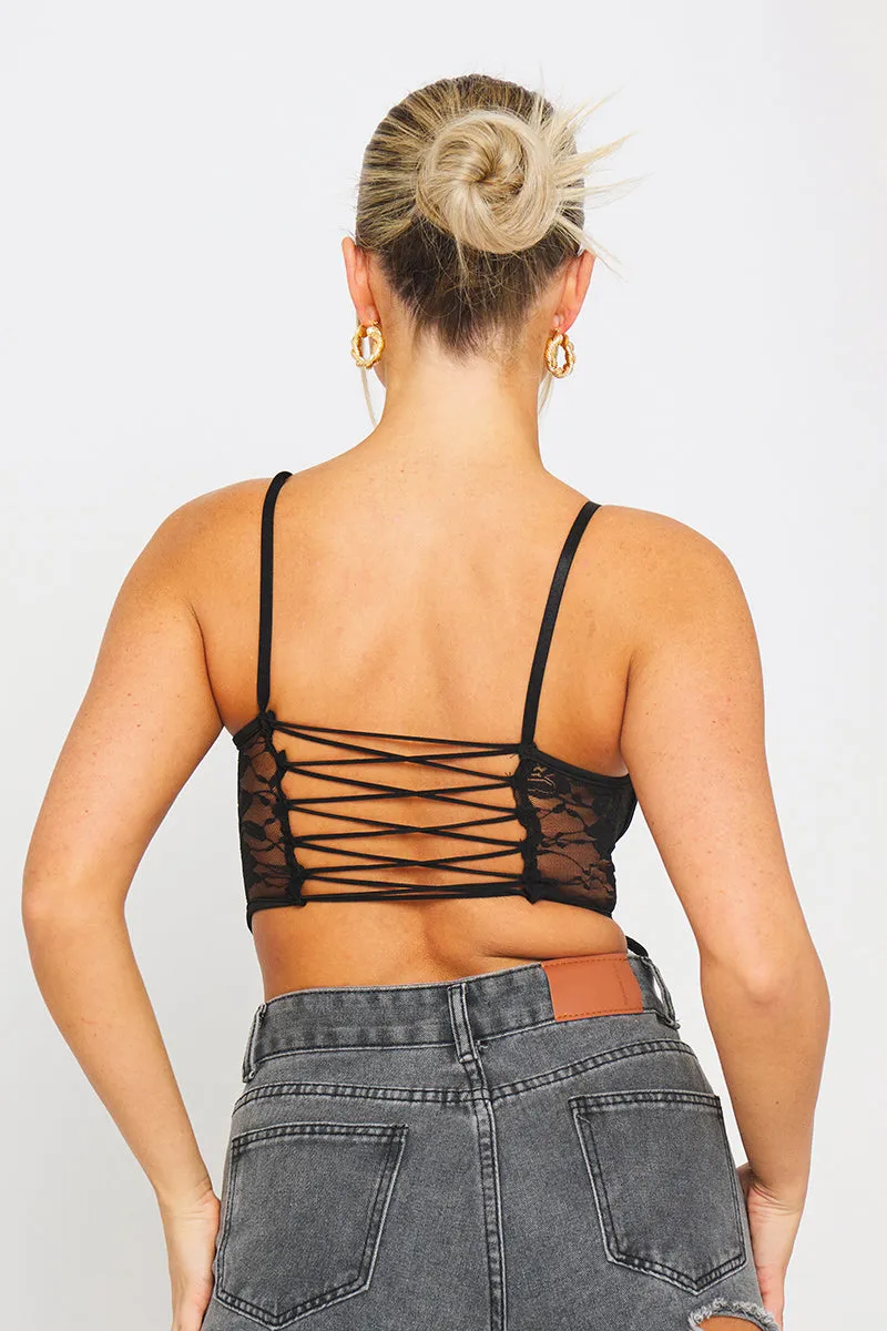 Black Floral Lace Bustier Corset Crop Top sold by Nothingbutstyle product image thumbnail 4