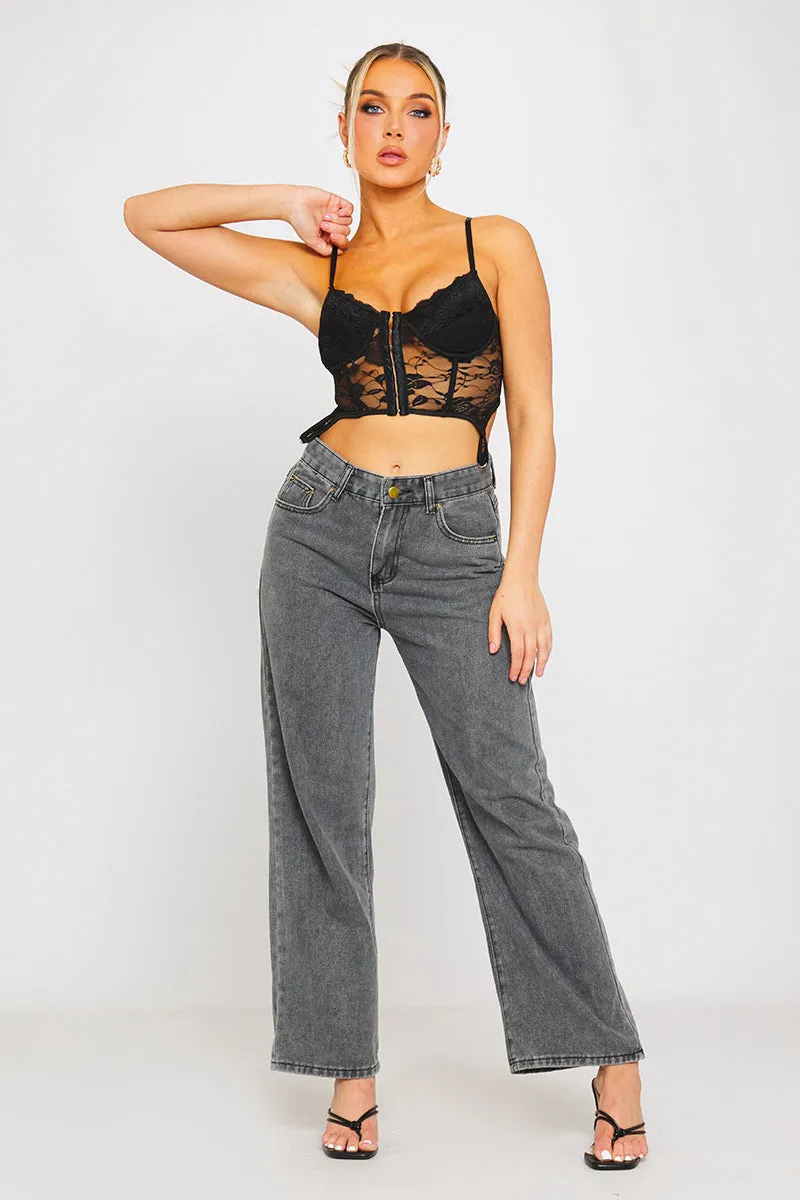 Black Floral Lace Bustier Corset Crop Top sold by Nothingbutstyle product image thumbnail 2