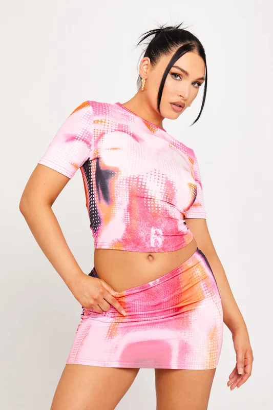 Pink Body Print Graphic Crop Top & Mini Skirt Co-Ord sold by Nothingbutstyle
