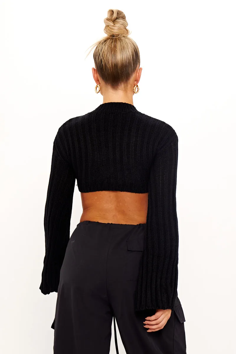 Black Cable Knit High Neck Cropped Jumper sold by Nothingbutstyle product image thumbnail 4