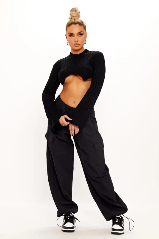 Black Cable Knit High Neck Cropped Jumper sold by Nothingbutstyle