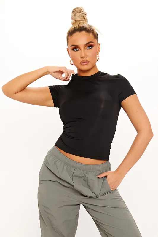Black Seamless Fitted Short Sleeve T-Shirt sold by Nothingbutstyle