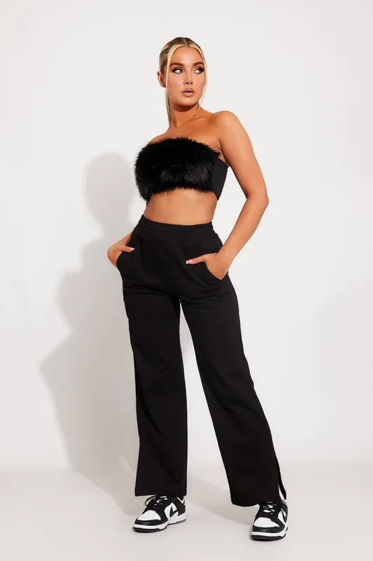 Black Oversized Split Hem Wide Leg Joggers sold by Nothingbutstyle