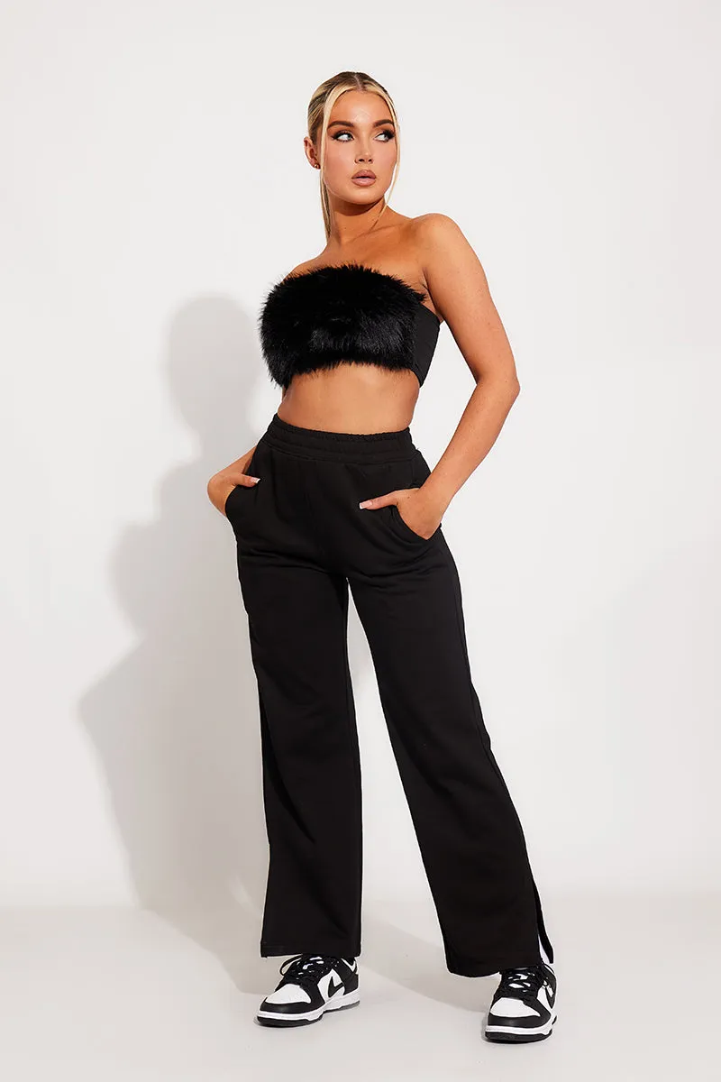 Black Oversized Split Hem Wide Leg Joggers sold by Nothingbutstyle