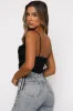Black Satin Ruched Cowl Neck Crop Top sold by Nothingbutstyle