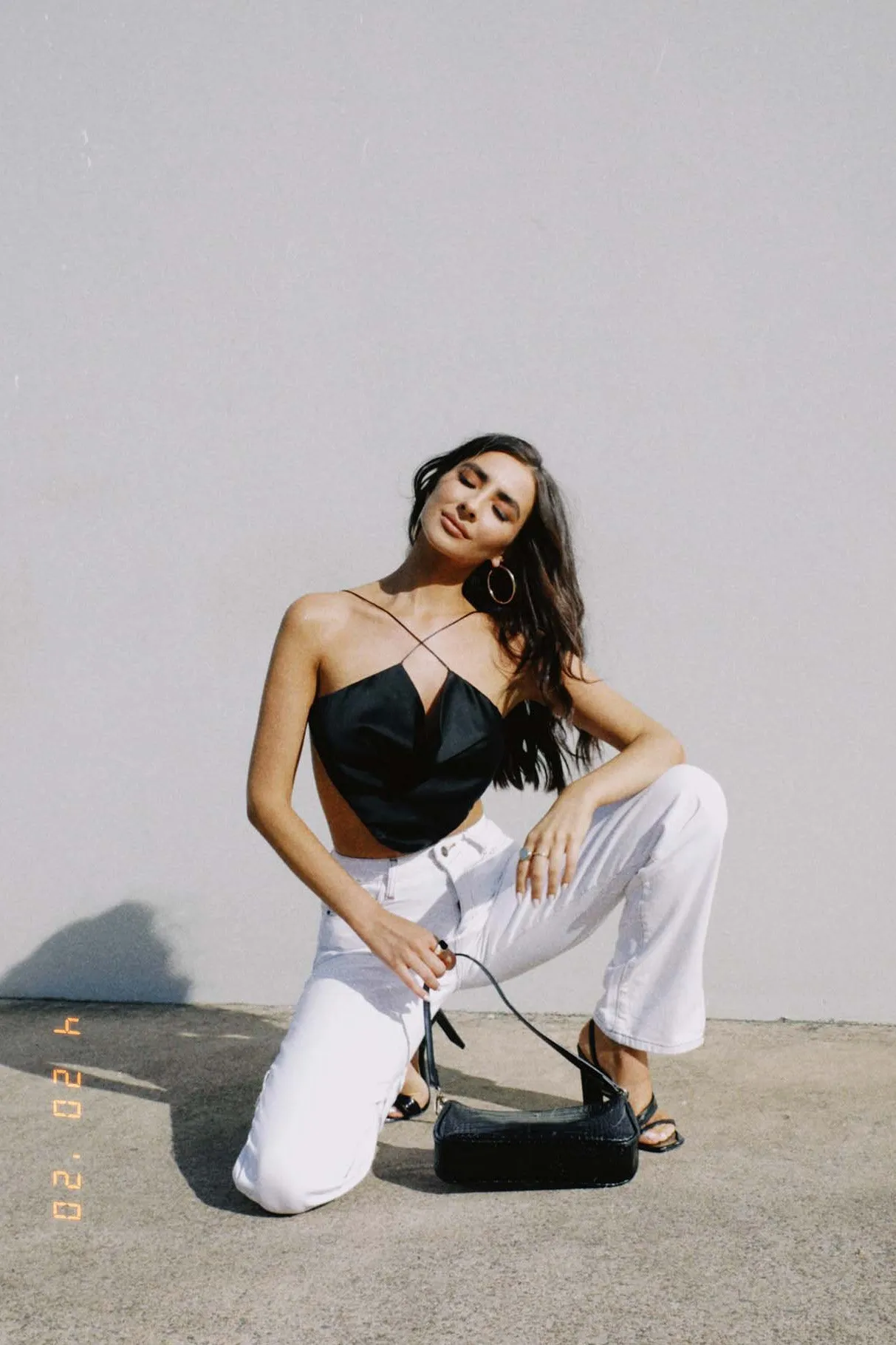 Black Satin Backless Cowl Neck Crop Top sold by Nothingbutstyle product image thumbnail 4