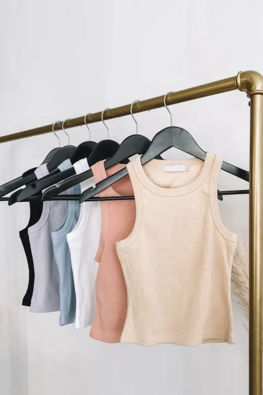 Light Blue Ribbed Sleeveless Tank Top sold by Nothingbutstyle