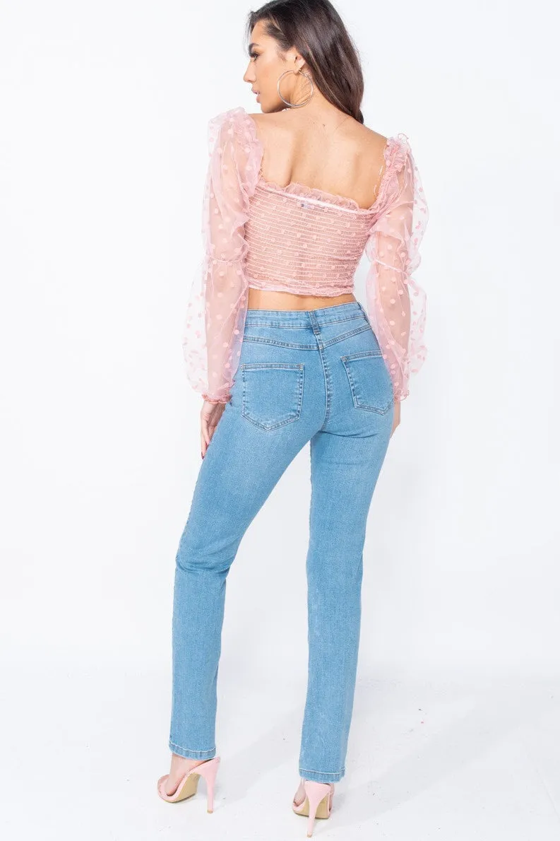 Mid Blue Straight Leg High Waisted Jeans sold by Nothingbutstyle product image thumbnail 5