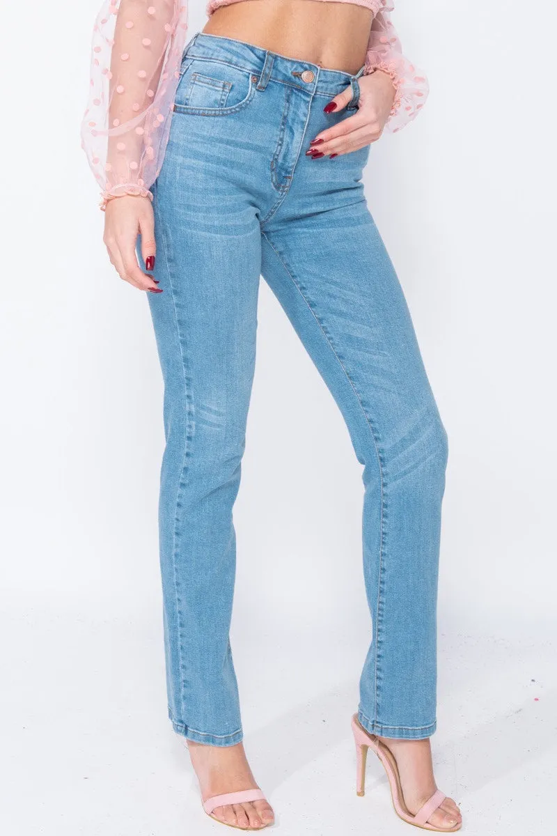 Mid Blue Straight Leg High Waisted Jeans sold by Nothingbutstyle product image thumbnail 3