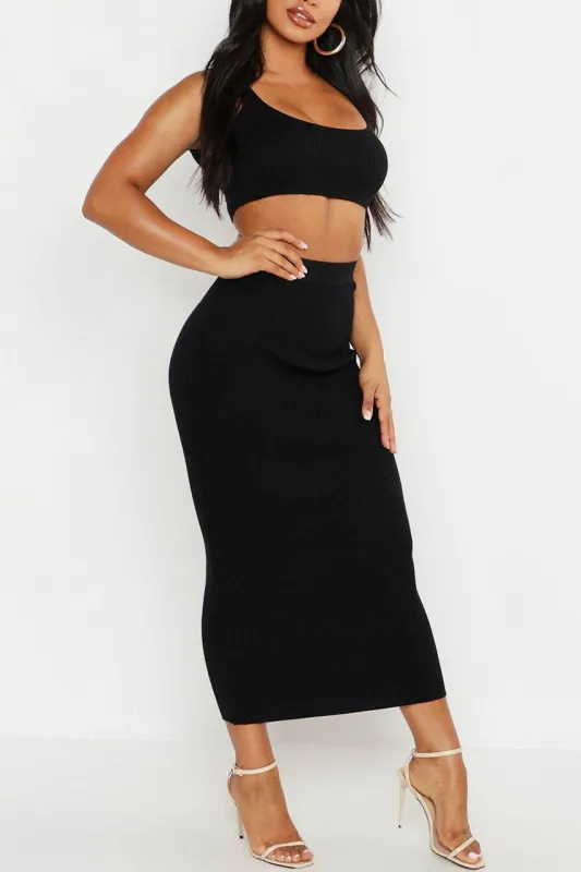 Black Knitted Ribbed Co-Ord Set sold by Nothingbutstyle