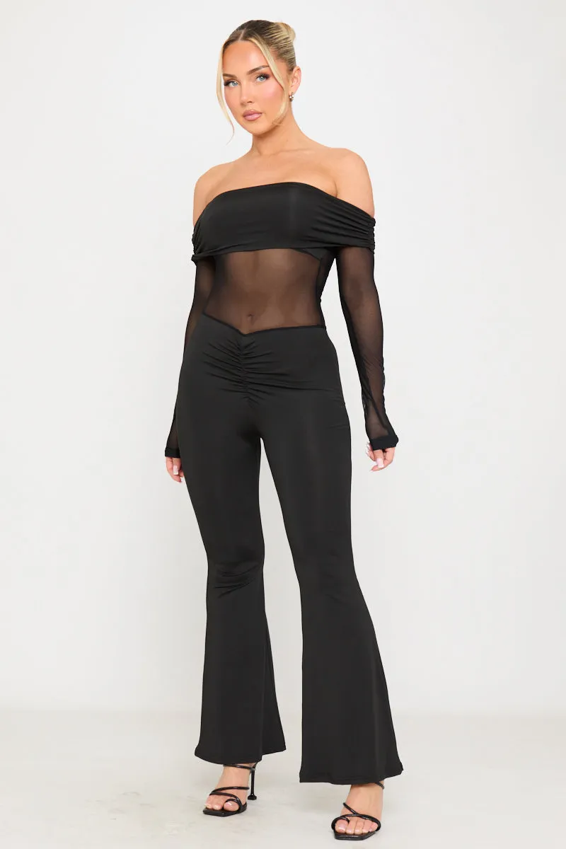 Black Sheer Off Shoulder Long Sleeve Jumpsuit sold by Nothingbutstyle product image thumbnail 2