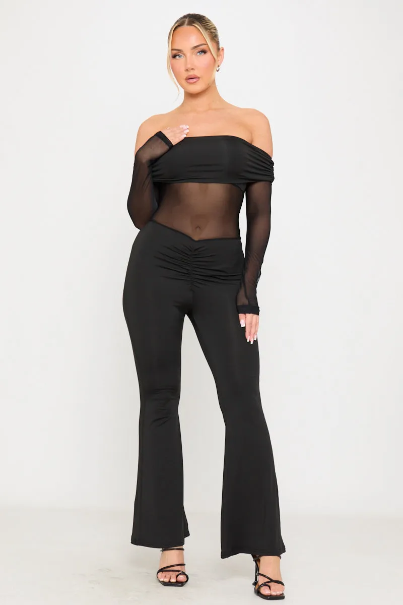 Black Sheer Off Shoulder Long Sleeve Jumpsuit sold by Nothingbutstyle product image thumbnail 3