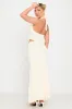 Cream Plunge Ruffle Halter Top & Maxi Skirt Co-Ord sold by Nothingbutstyle