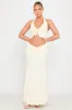 Cream Plunge Ruffle Halter Top & Maxi Skirt Co-Ord sold by Nothingbutstyle