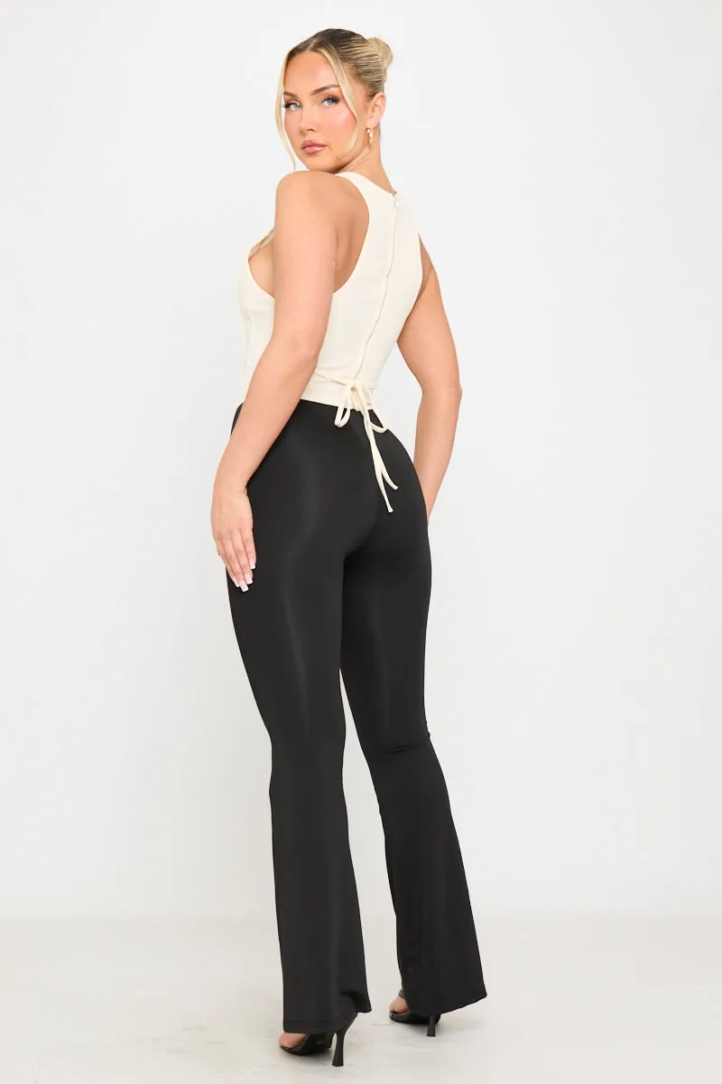 Black High Waist Flared Leg Leggings sold by Nothingbutstyle product image thumbnail 4