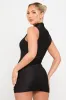 Black Sleeveless High Neck Ruched Mini Dress sold by Nothingbutstyle