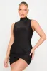 Black Sleeveless High Neck Ruched Mini Dress sold by Nothingbutstyle