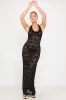 Black Sheer Lace Cowl Neck Backless Maxi Dress sold by Nothingbutstyle