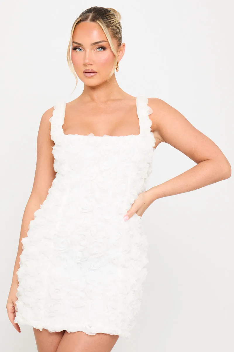 White Floral Square Neck Corset Mini Dress sold by Nothingbutstyle product image thumbnail 3
